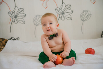 baby child eating fruit