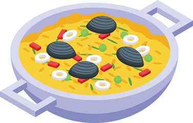 Rice paella icon isometric vector. Spanish food. Spain cooked