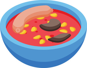 Tomato soup icon isometric vector. Serbia cuisine. Travel map