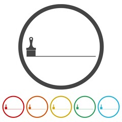 Paint brush icon. Set icons in color circle buttons
