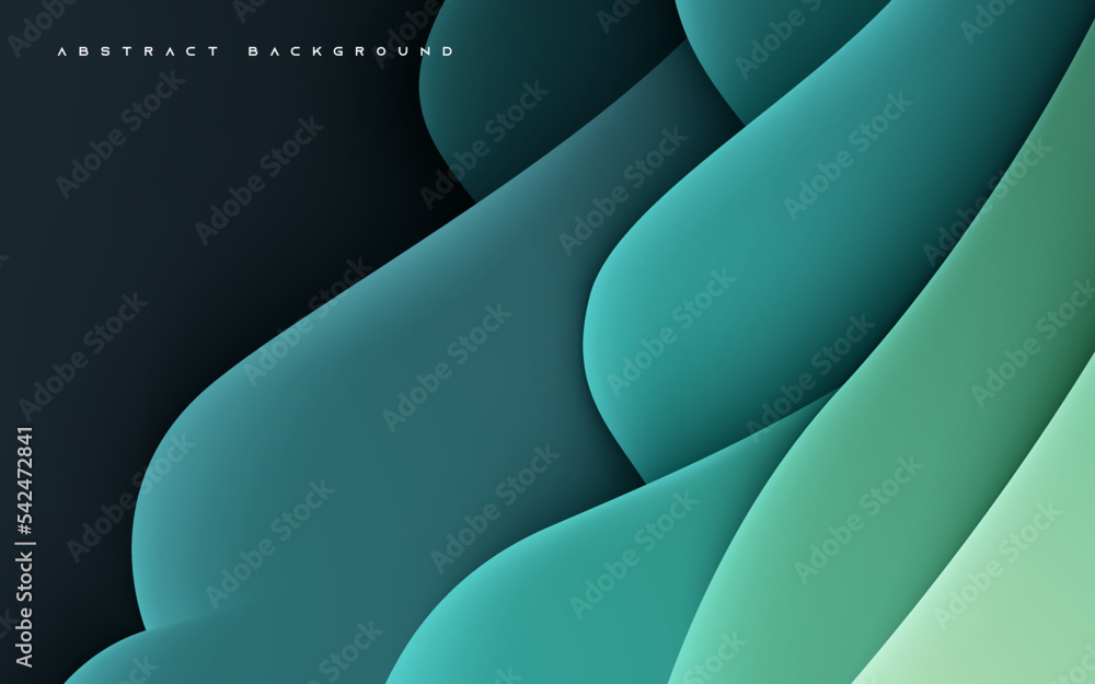 Poster green abstract wavy dimension background gradient textured layers