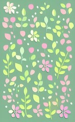 Fototapeta premium seamless pattern with pink flowers, green Flower