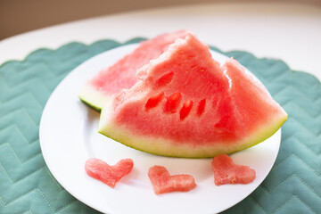 watermelon on a white plate
