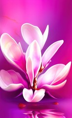 pink and white magnolia flower,White Magnolia Flower With Pink Stamen