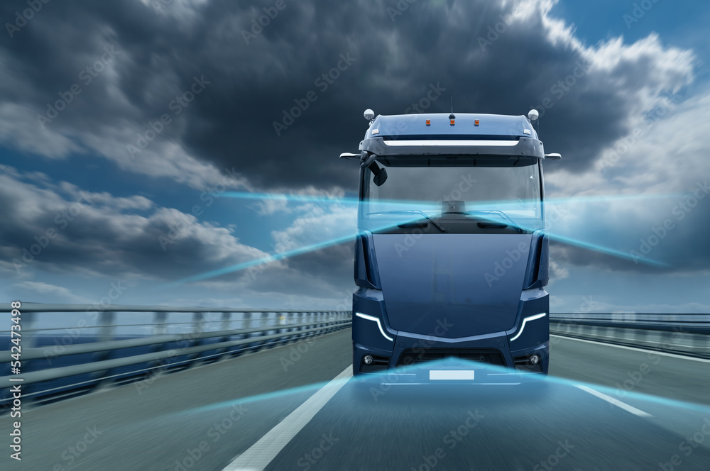 Poster machine vision system of an autonomous self driving truck.