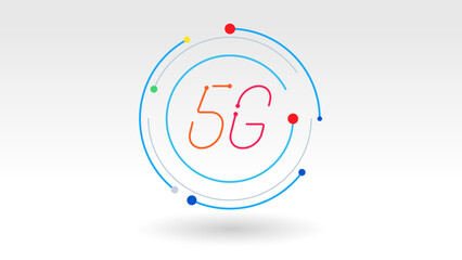 5G digital tech logo icon button background