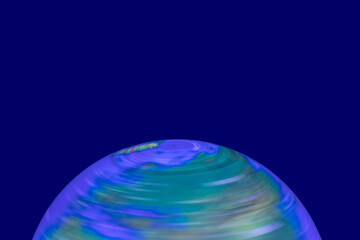 Background Earth shining. A luminous and rotating terrestrial globe or planet earth against dark...