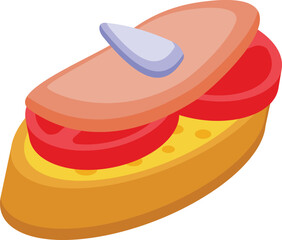 Pate sandwich icon isometric vector. Foie plate. Duck food