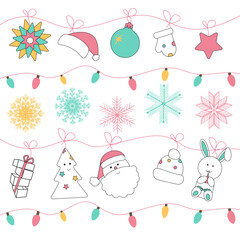 New Year's set2 with doodle-style light bulbs