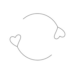 Vector isolated two rotating hearts yin yang circle round simple cycle symbol colorless black and white contour line easy drawing - obrazy, fototapety, plakaty