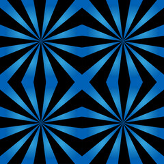 3d abstract background with rays. Circus tent background. Blue rays on black backdrop. Solar system. 