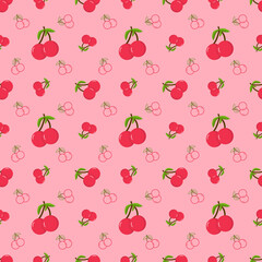 seamless pattern with cherries digital paper