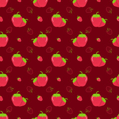 seamless pattern with strawberries digital paper
