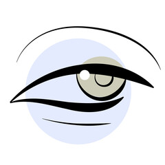vector simple illustration of eye with blue and green color