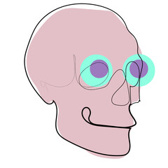 vector simple illustration skull with pink color