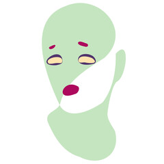 vector simple illustration green alien android face