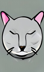 Funny fat gray kitten illustration