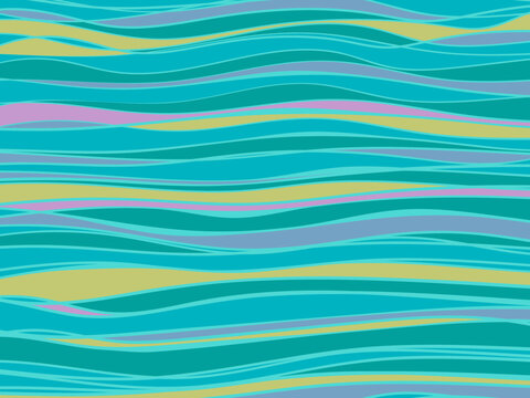 sea ocean wave teal turquoise colored background. hand painted waves illustration