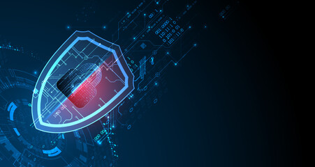 Technological abstract background on the topic of information protection and computer security.