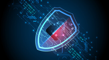 Technological abstract background on the topic of information protection and computer security.