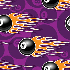 8 ball seamless pattern billiards repeating tile background snooker wallpaper texture vector art image