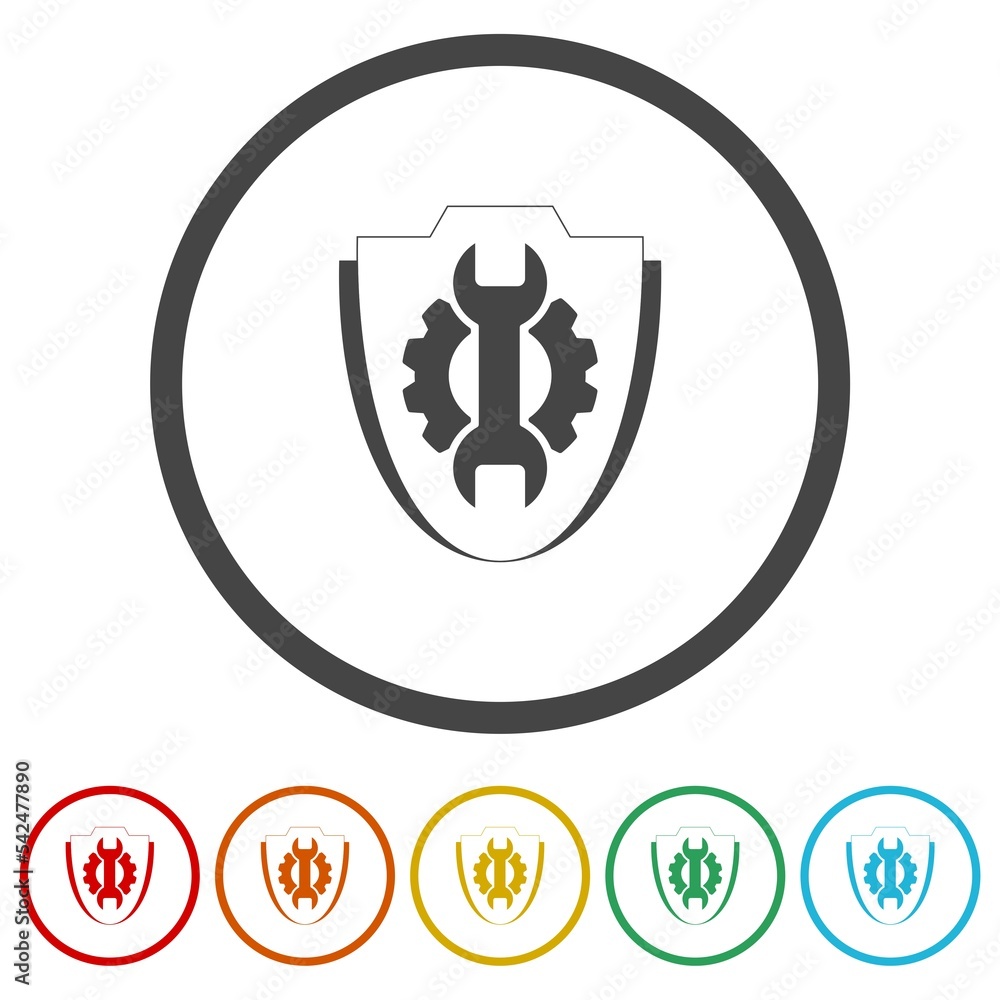 Poster support service icon. set icons in color circle buttons