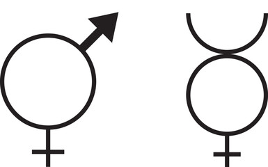 Conjunto de icono vector género masculino y femenino en color negro. Hombre y mujer. Concepto de identificación. 