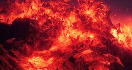 ashes and flame from magma fire ember. high temperature, heat, hot, explosion, rendering illustration.