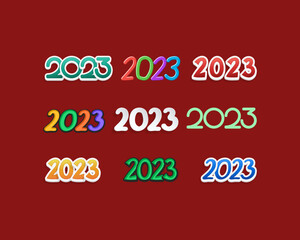 Stylish calendar dates 2023 on dark red background for calendar, banner, flyer, cards, stickers, icons, web designs