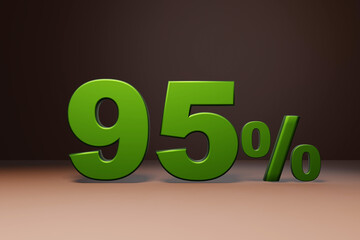 purchase promo marketing 95 percent off discount, favorable loan offer green text number 3d render