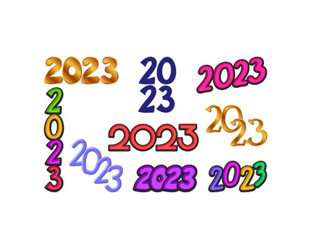 Stylish calendar dates 2023 on white background for calendar, banner, flyer, cards, stickers, icons, web designs