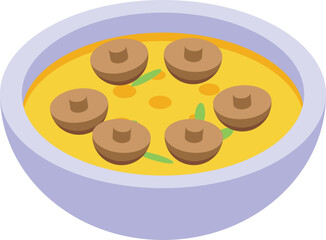 Mushroom soup icon isometric vector. Cheese food. Dinner menu