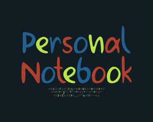 Stylish logo Personal Notebook with handwriting uppercase and lowercase letters on dark background
