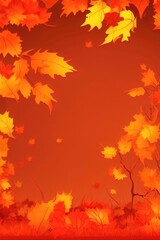 Naklejka na ściany i meble autumn landscape painting with clear blank background for product and text display. text display, clear background, painting rendering, illustration.