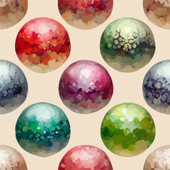 Fototapeta na wymiar Seamless pattern christmas balls, watercolor xmas balls endless pattern. New-year collection