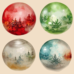 Fototapeta na wymiar Seamless pattern christmas balls, aquarelle balls endless background pattern. Winter collection