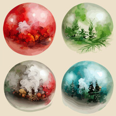 Seamless pattern christmas balls, watercolor balls background pattern. Winter collection