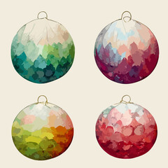 Seamless christmas decoration balls, aquarelle balls endless pattern. Winter holidays