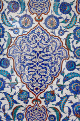 Photograph of medieval era islamic patterns in a Turkish Islamic mosque in Istanbul
