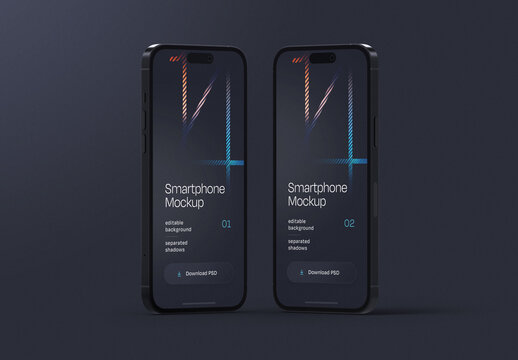 Dark Smartphone Mockup for App UI and Mobile Design