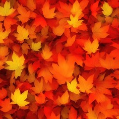 Naklejka na ściany i meble top and side view of piles of autumn maple leaves. rendering illustrator, painting style.