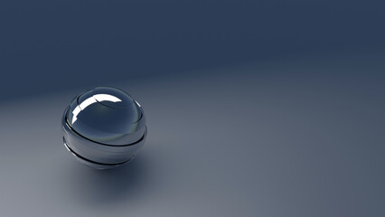 Blue glass globe with its stripe sheath (3D Rendering)