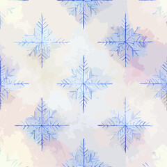 Seamless pattern christmas snowflakes, watercolor background pattern. Winter collection