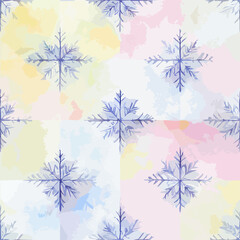 Seamless pattern christmas snowflake, aquarelle xmas endless pattern. Winter holidays
