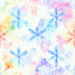 Obraz premium Seamless pattern christmas snowflake, watercolor background pattern. New-year holidays