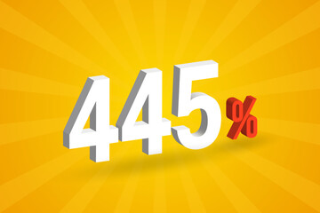 445% discount 3D text for sells and promotion.