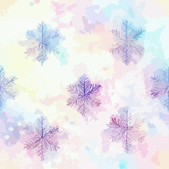 Seamless christmass decoration snowflake, watercolor xmas endless pattern. Winter collection