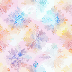 Seamless pattern christmas snowflake, aquarelle xmas endless pattern. New-year holidays