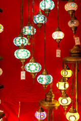 Traditional Turkish colorful lamp, with glass mosaic