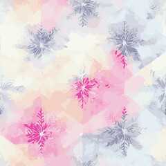 Seamless pattern christmas snowflake, watercolor endless pattern. Winter collection